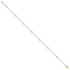 14K Diamond-cut Oval Beads 6-Station 10 inch Plus 1 inch Extender - Total 11 inch Anklet