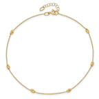 14K Diamond-cut Oval Beads 6-Station 10 inch Plus 1 inch Extender - Total 11 inch Anklet
