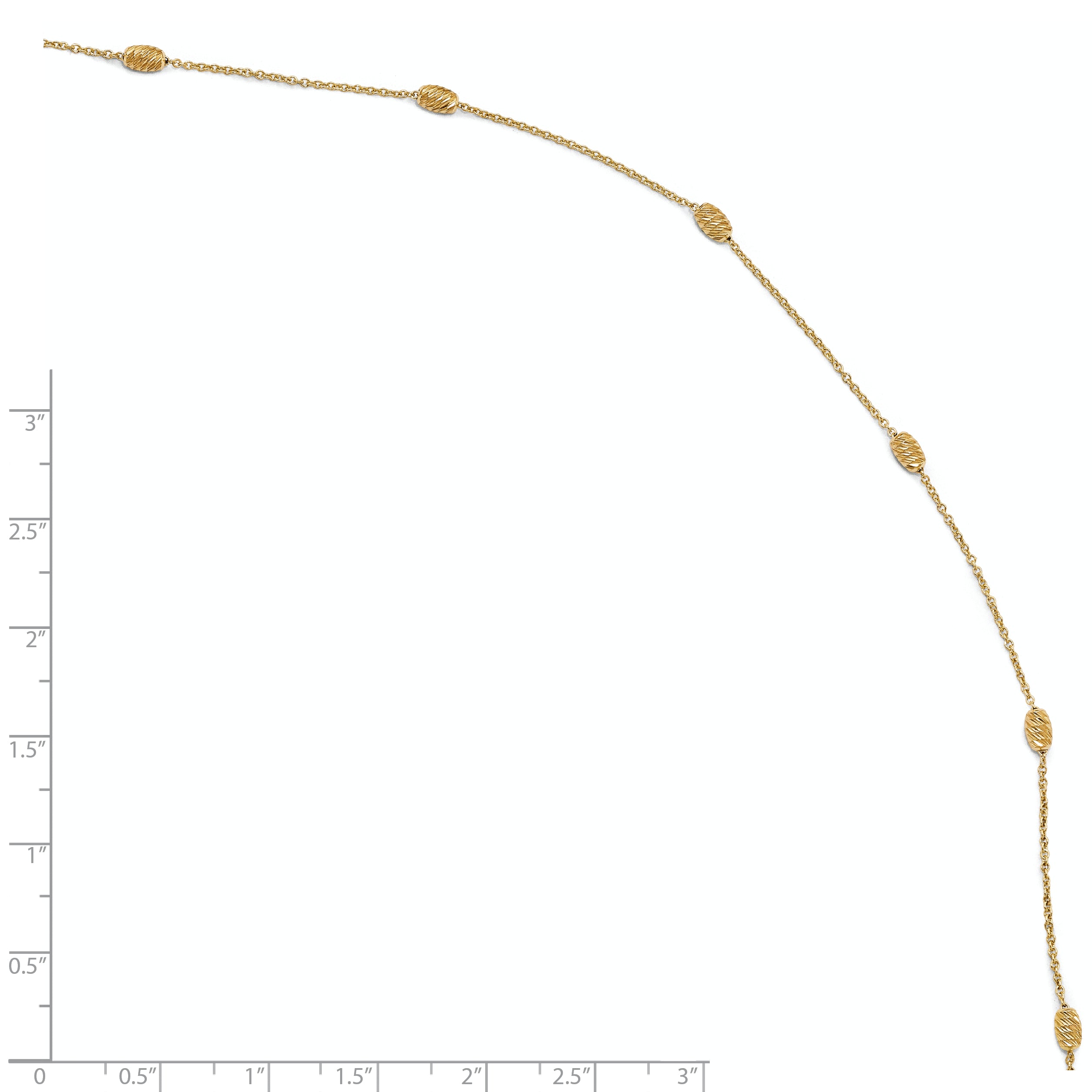 14K Diamond-cut Oval Beads 6-Station 10 inch Plus 1 inch Extender - Total 11 inch Anklet