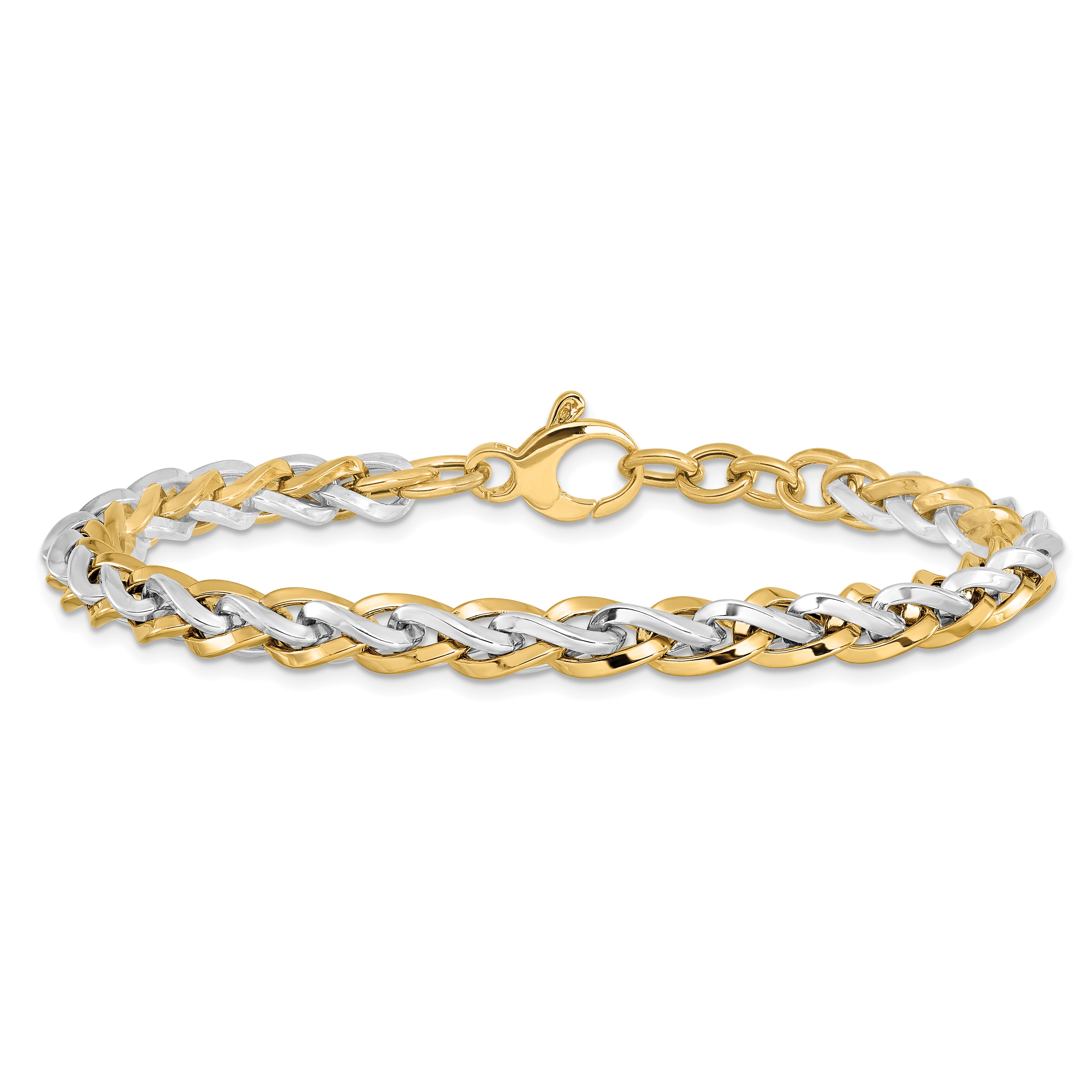 14K Two-tone Polished Fancy Link Bracelet