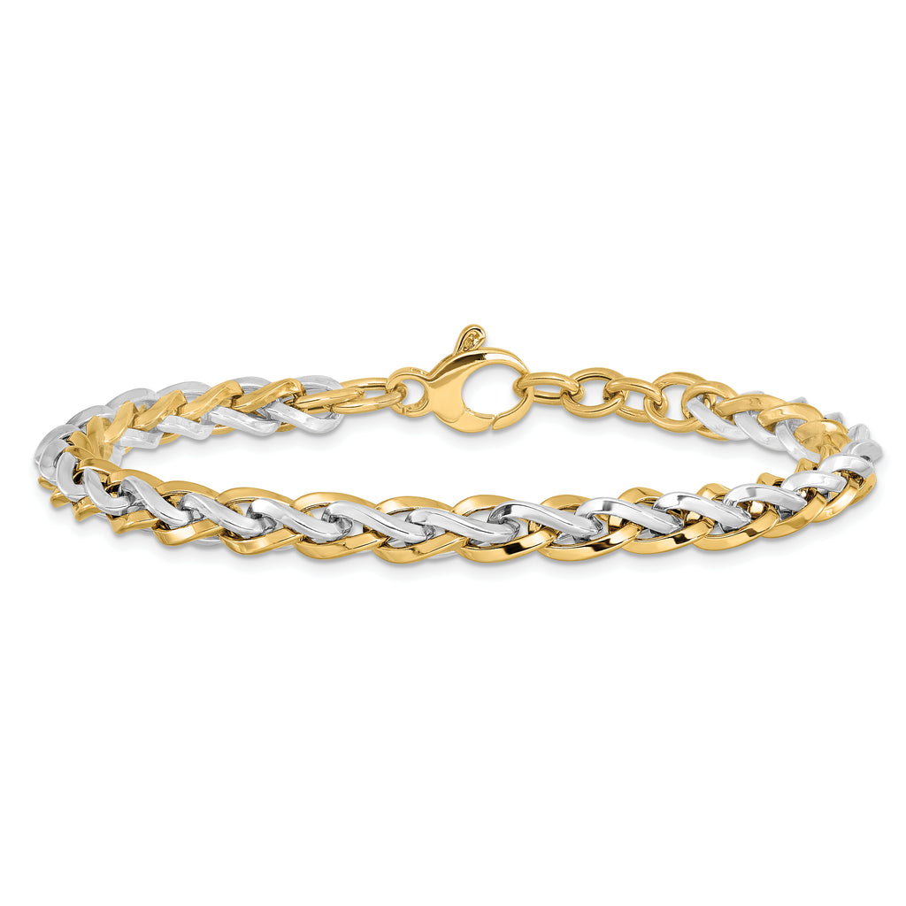 14K Two-tone Polished Fancy Link Bracelet