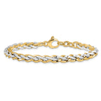 14K Two-tone Polished Fancy Link Bracelet