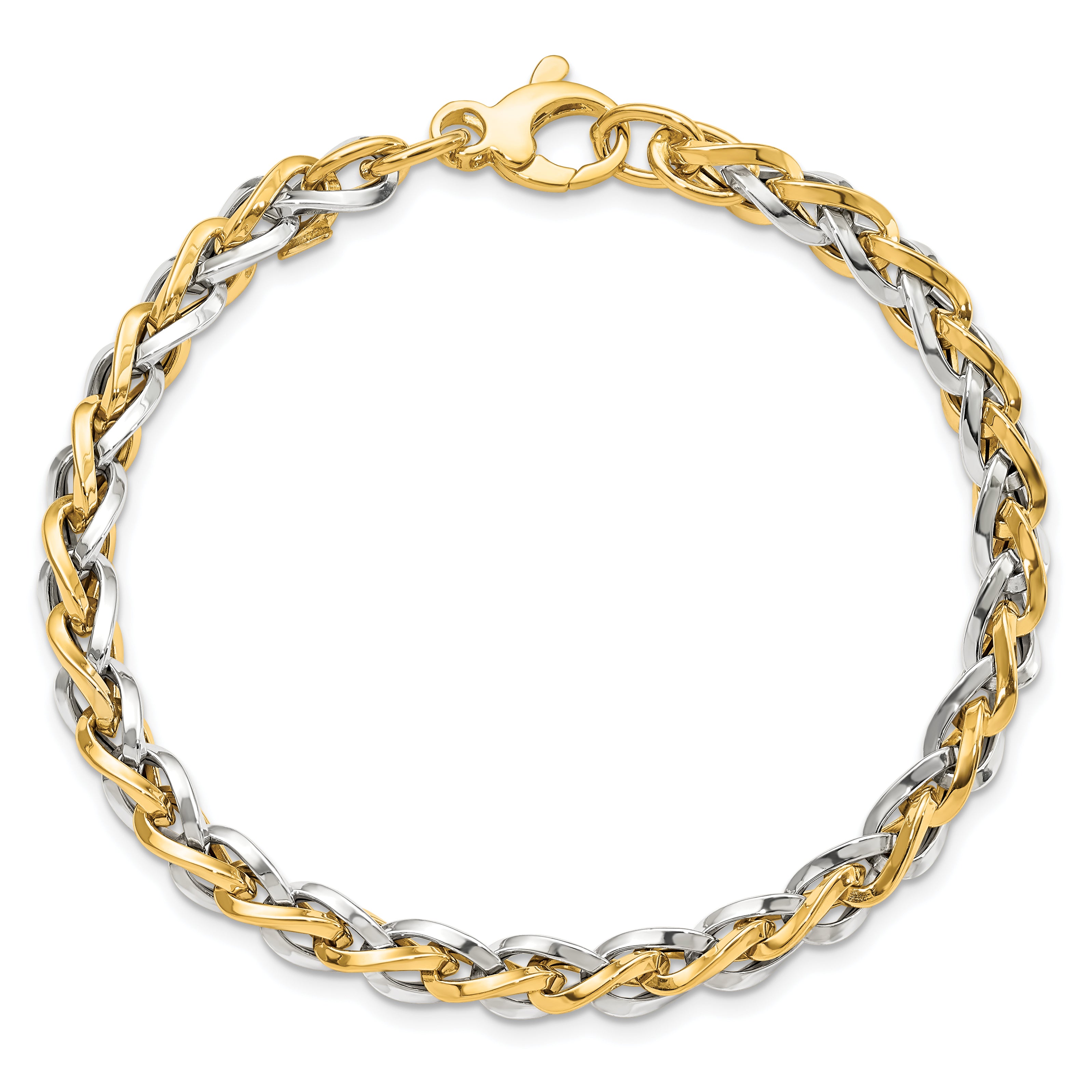 14K Two-tone Polished Fancy Link Bracelet