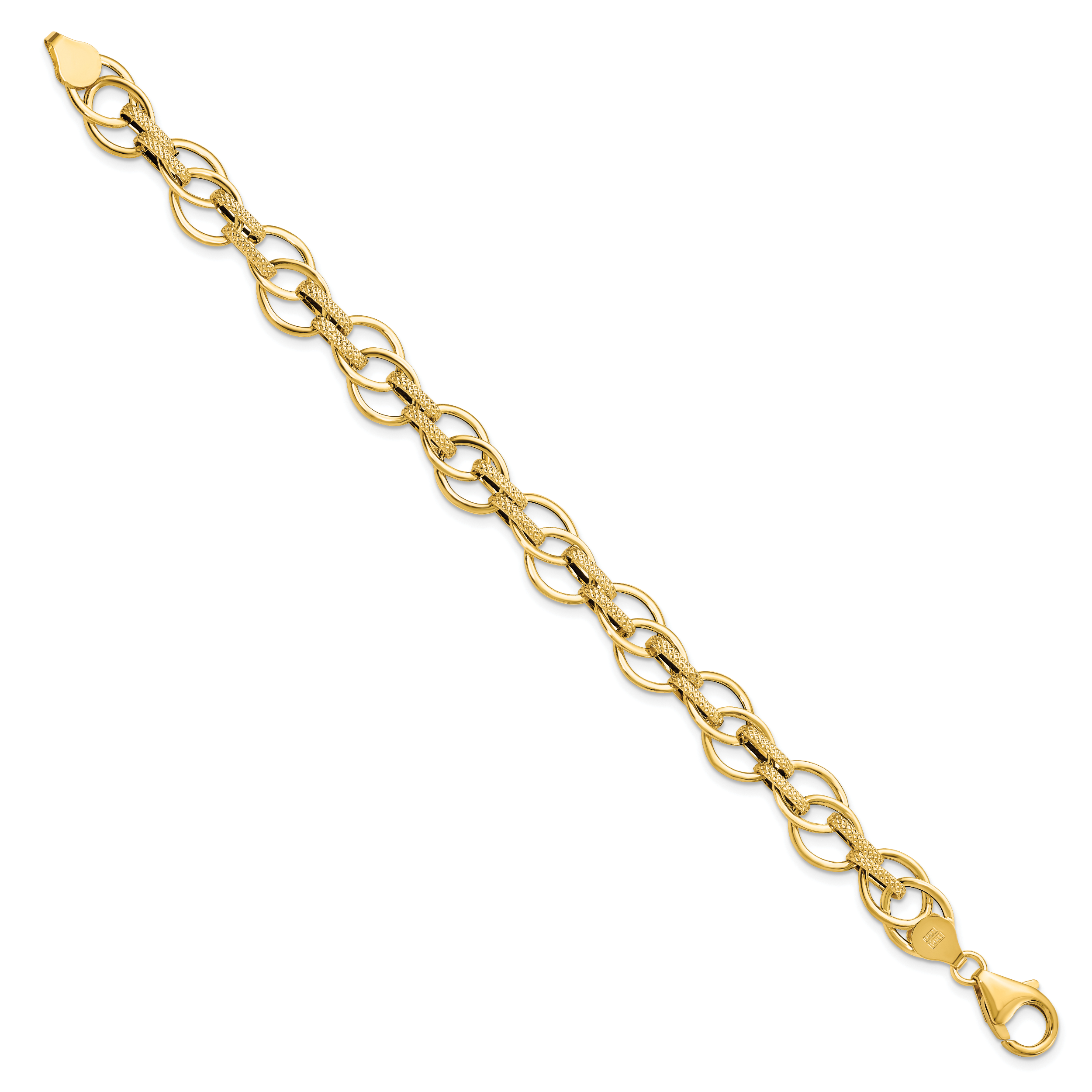 14K Polished and Textured Fancy Link Bracelet Secondary image