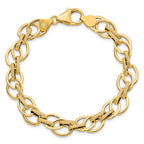 14K Polished and Textured Fancy Link Bracelet
