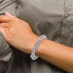 14K w/White Rhodium Plating Fancy Stretch Bangle Bracelet