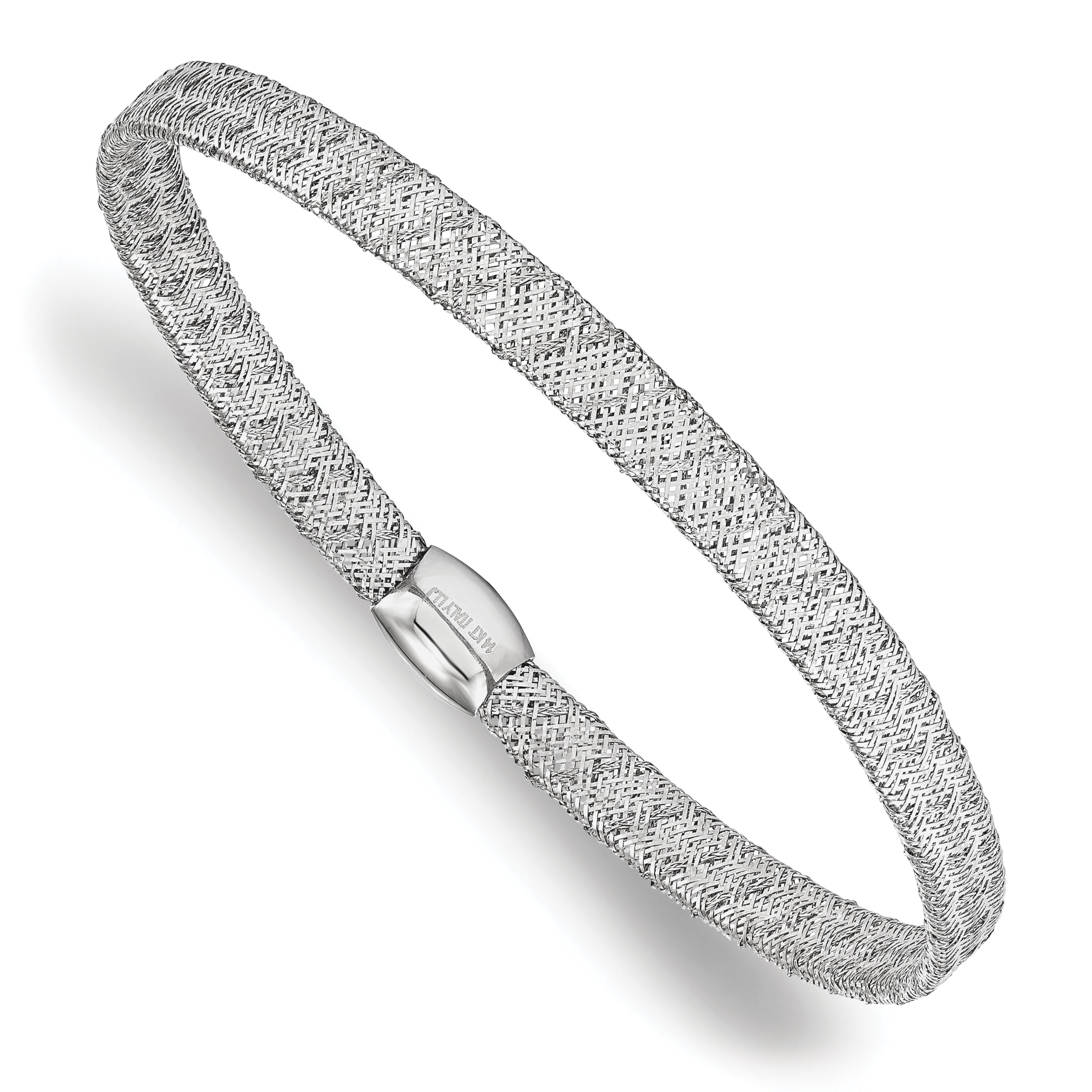 Rhodium-Plated Mesh Stretch Bangle in 14K Gold Secondary image