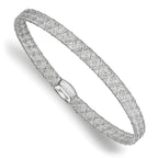 14K w/White RH-plating Fancy Stretch Bangle Bracelet