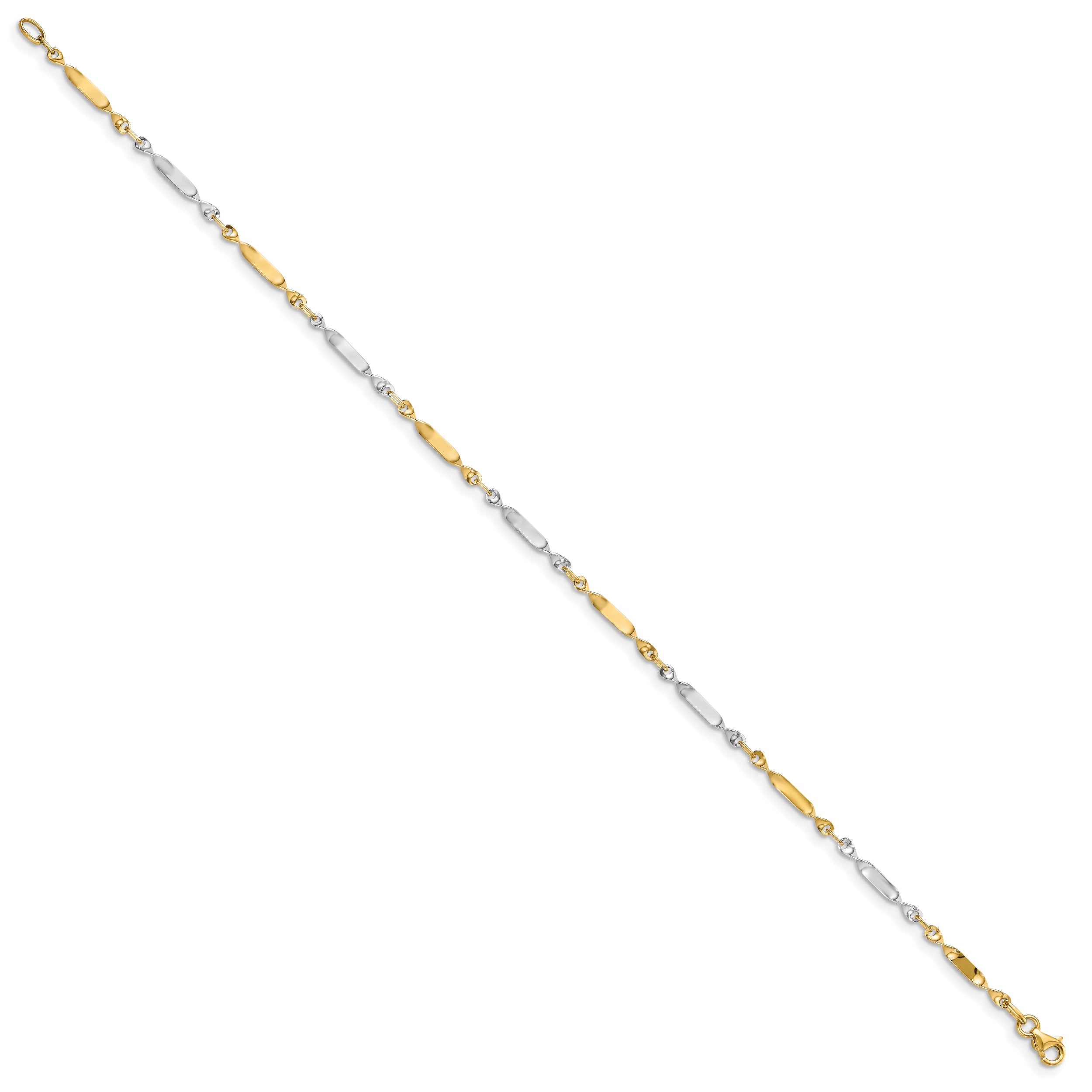 14K Two-tone Polished Twisted Link Anklet