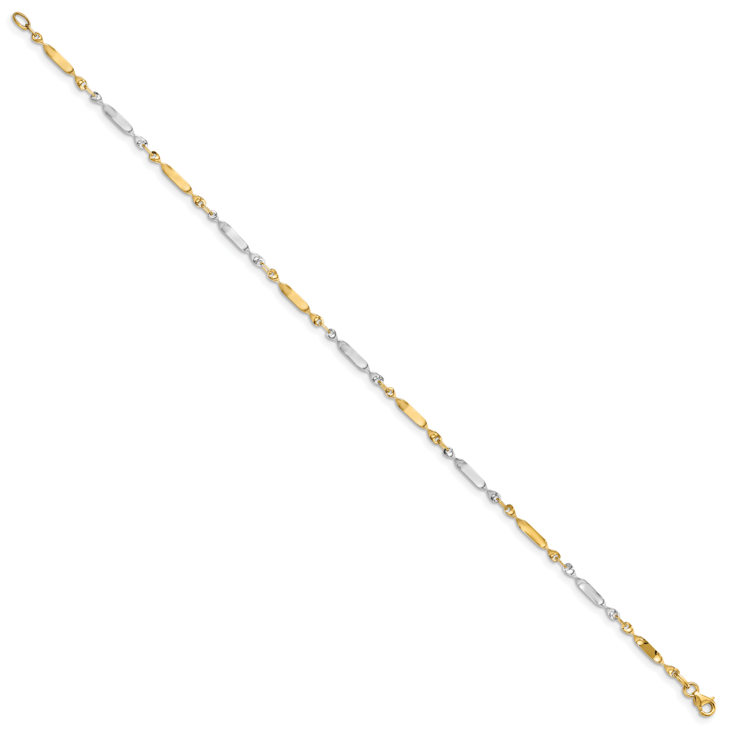 14K Two-tone Polished Twisted Link Anklet