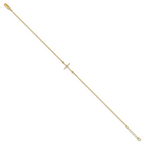 14K Polished CZ Cross Anklet