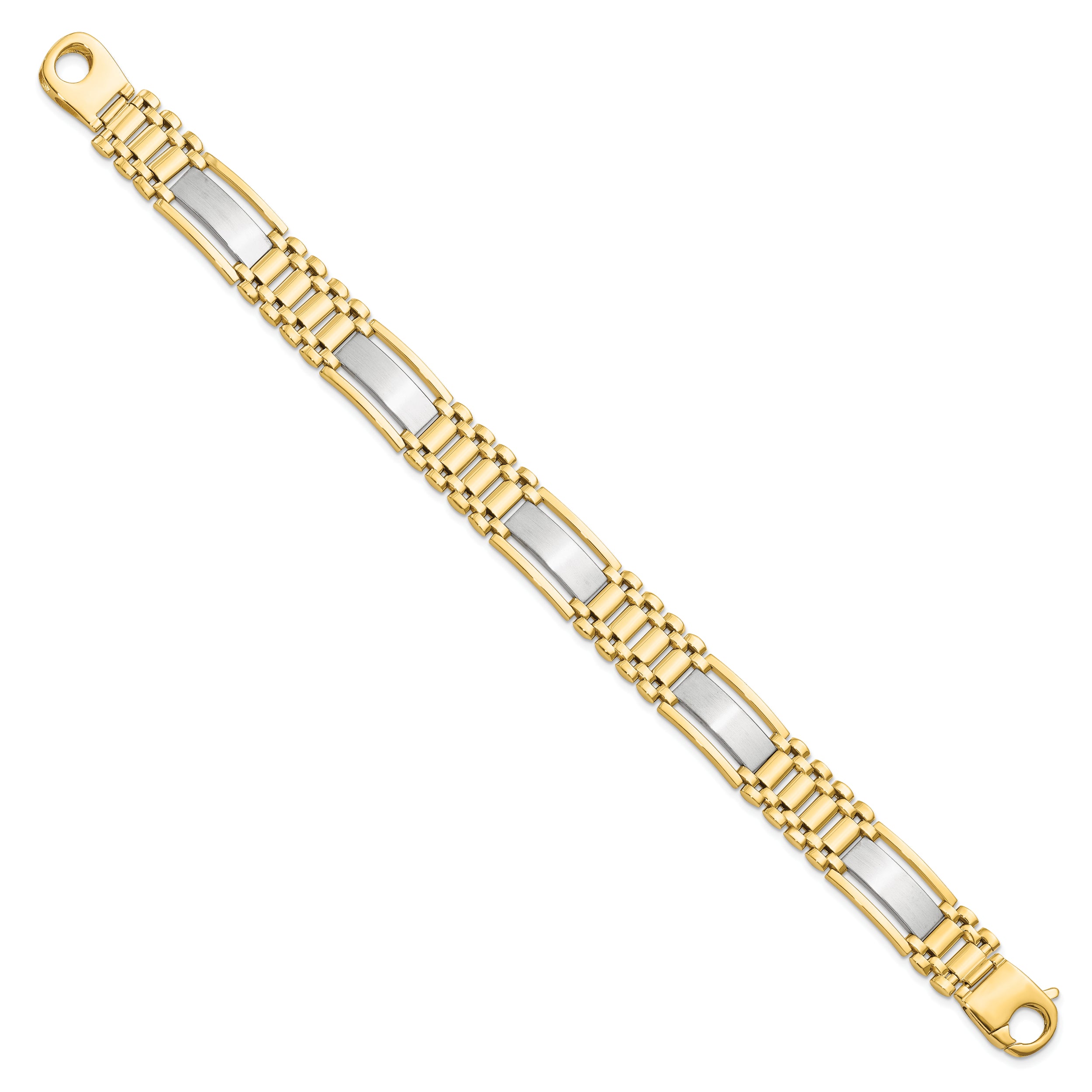 14K Two-tone Polished and Satin Men's Bracelet