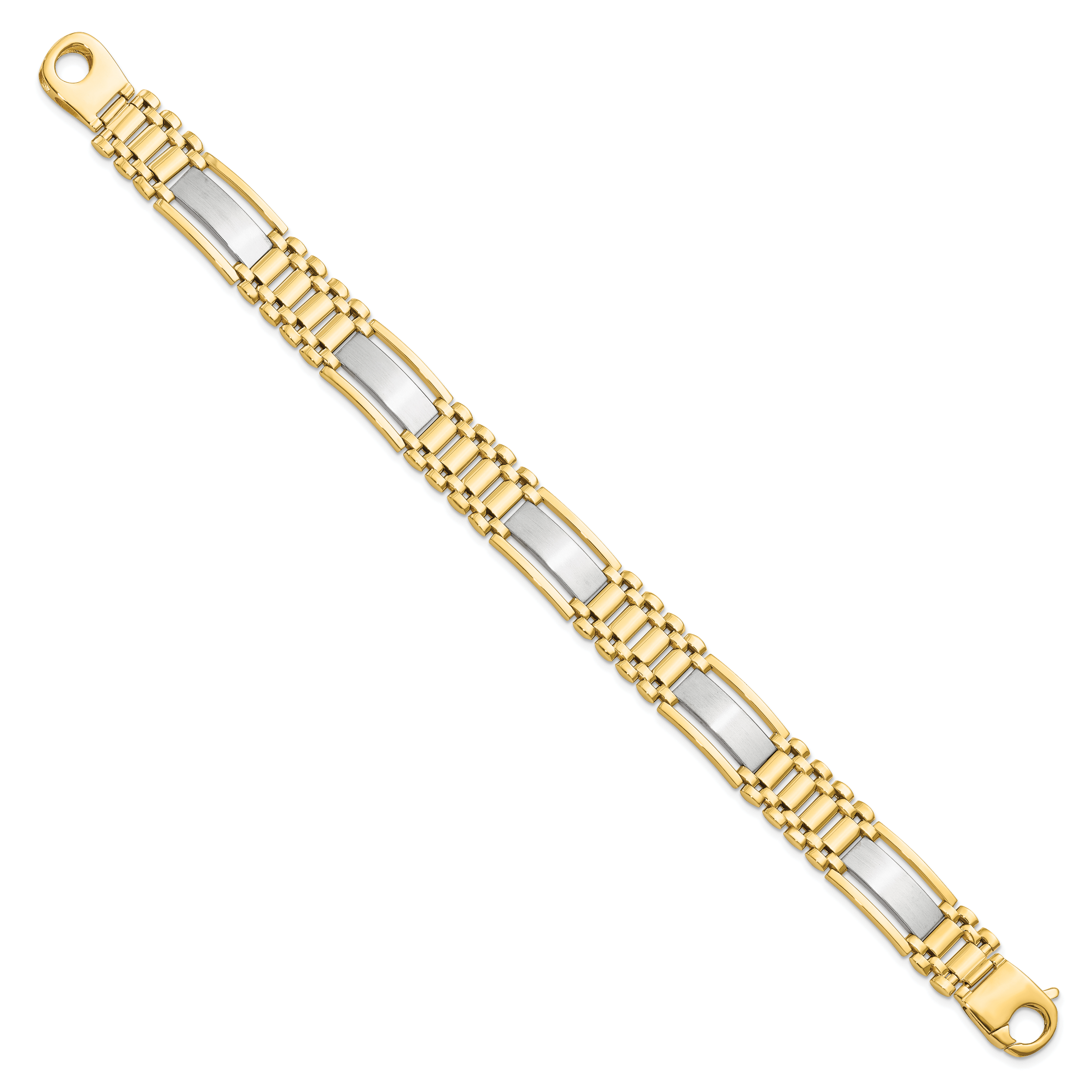 14K Two-tone Polished and Satin Men's Bracelet Secondary image