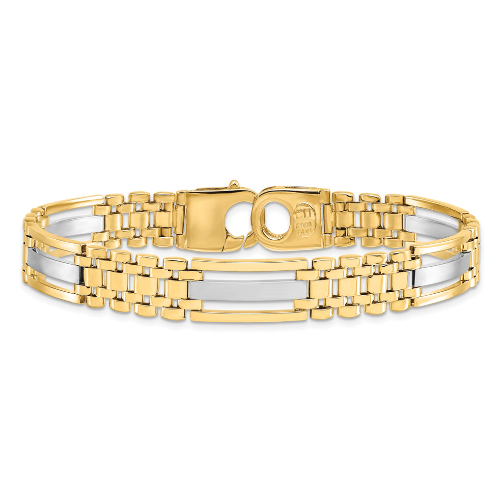 14K Two-tone Polished and Satin Men's Bracelet