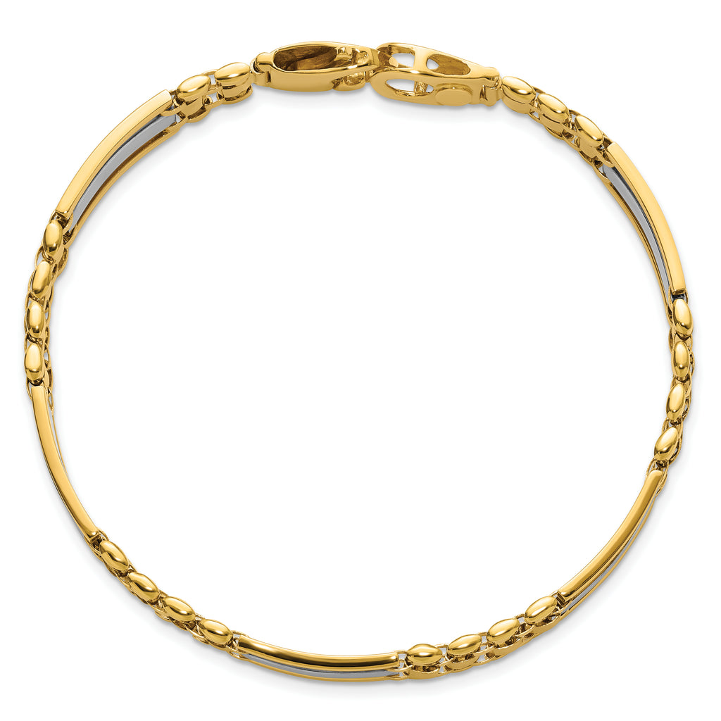 14K Two-tone Polished and Satin Men's Bracelet