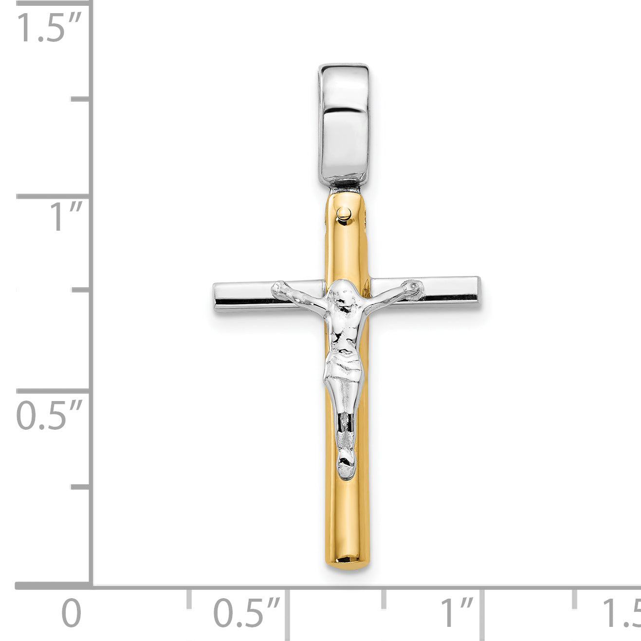 14K Two-tone Polished Crucifix Pendant
