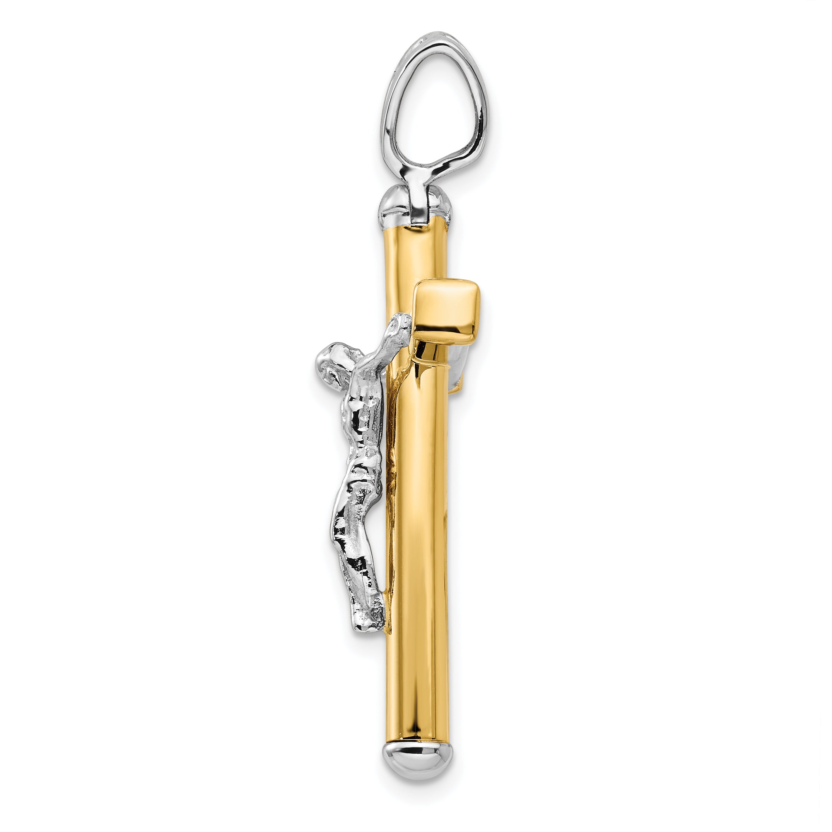 14K Two-tone Polished Crucifix Pendant Secondary image