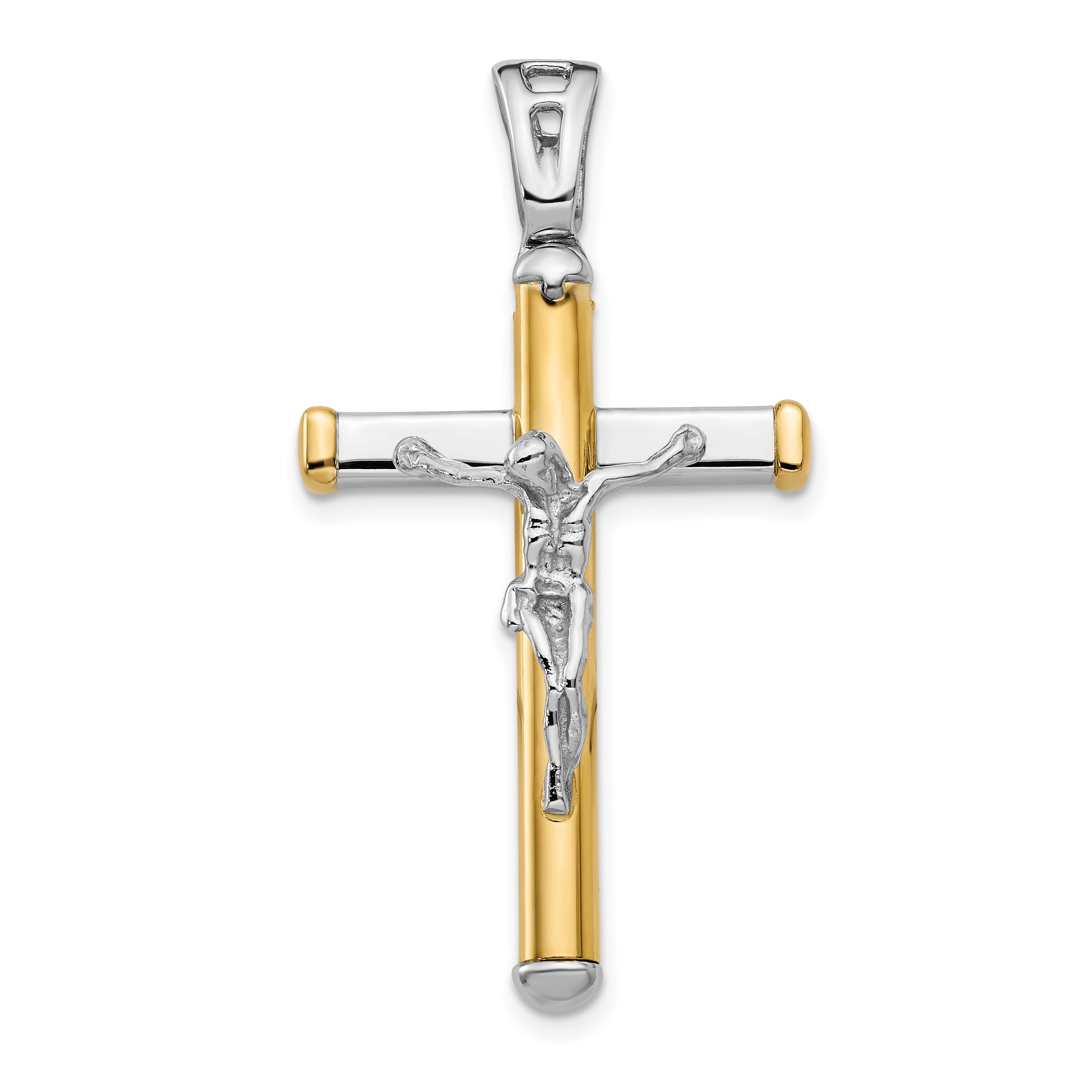14K Two-tone Polished Crucifix Pendant Main image