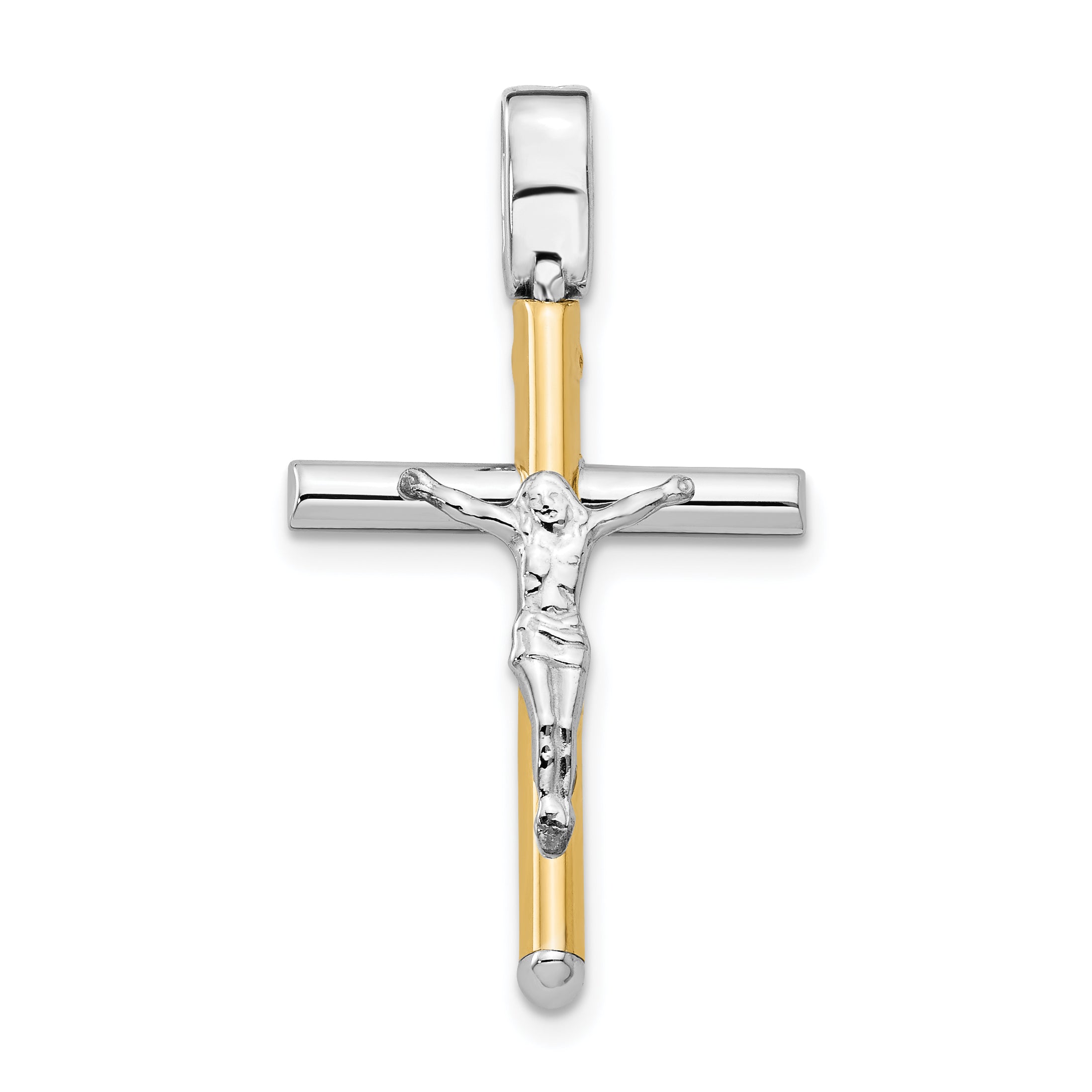 14K Two-tone Polished Crucifix Pendant Main image