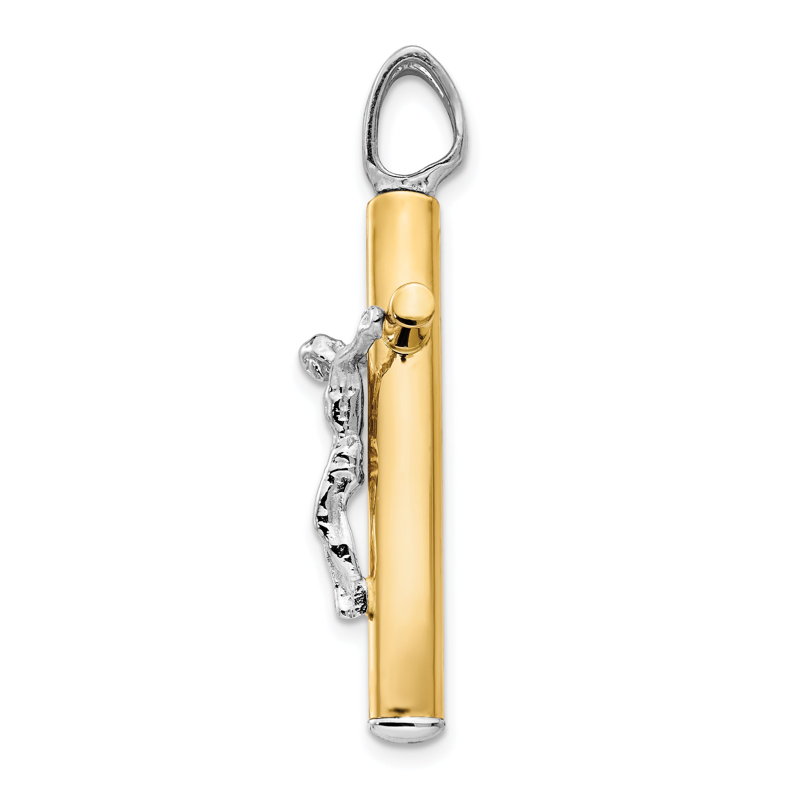 14K Two-tone Polished Crucifix Pendant Secondary image
