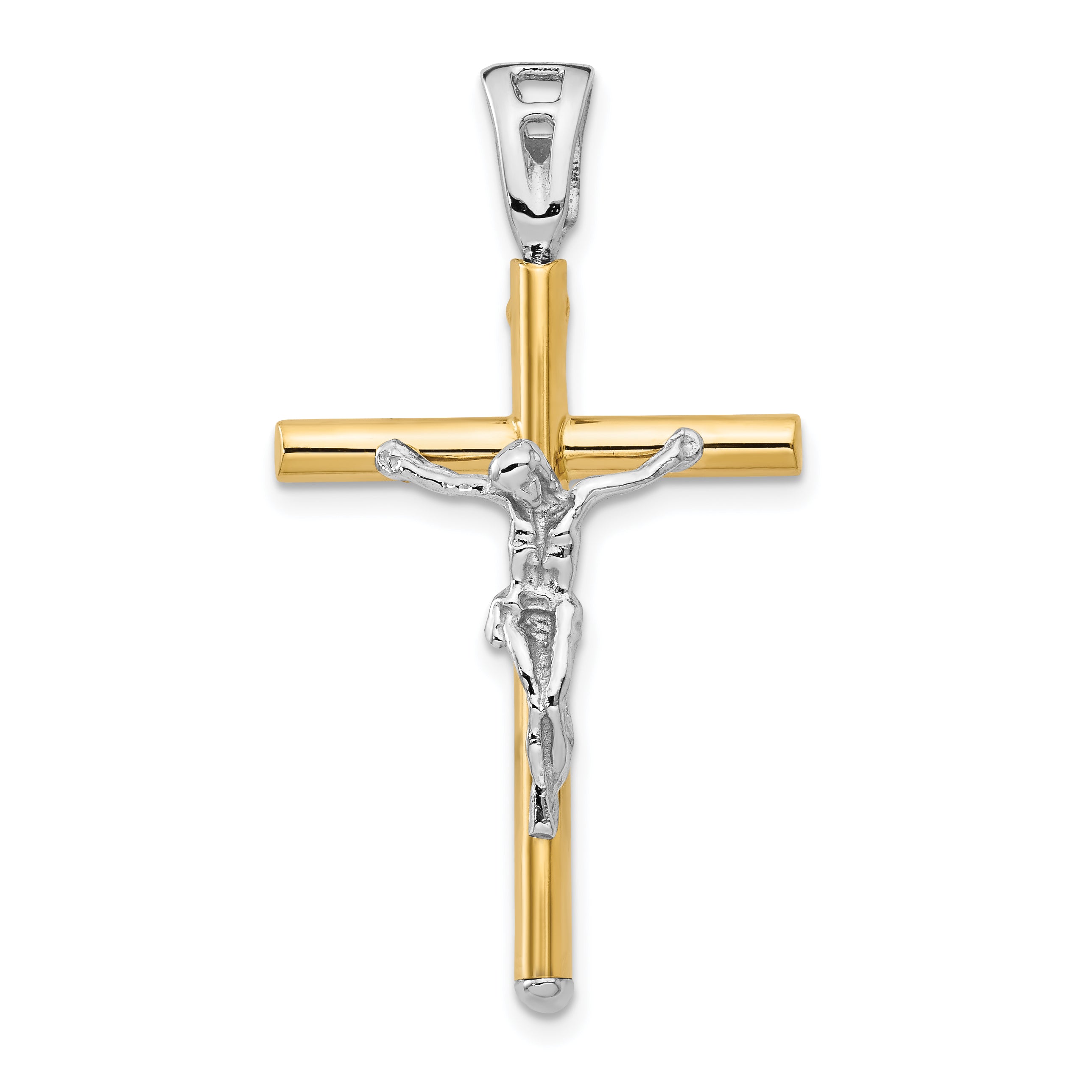 14K Two-tone Polished Crucifix Pendant Main image