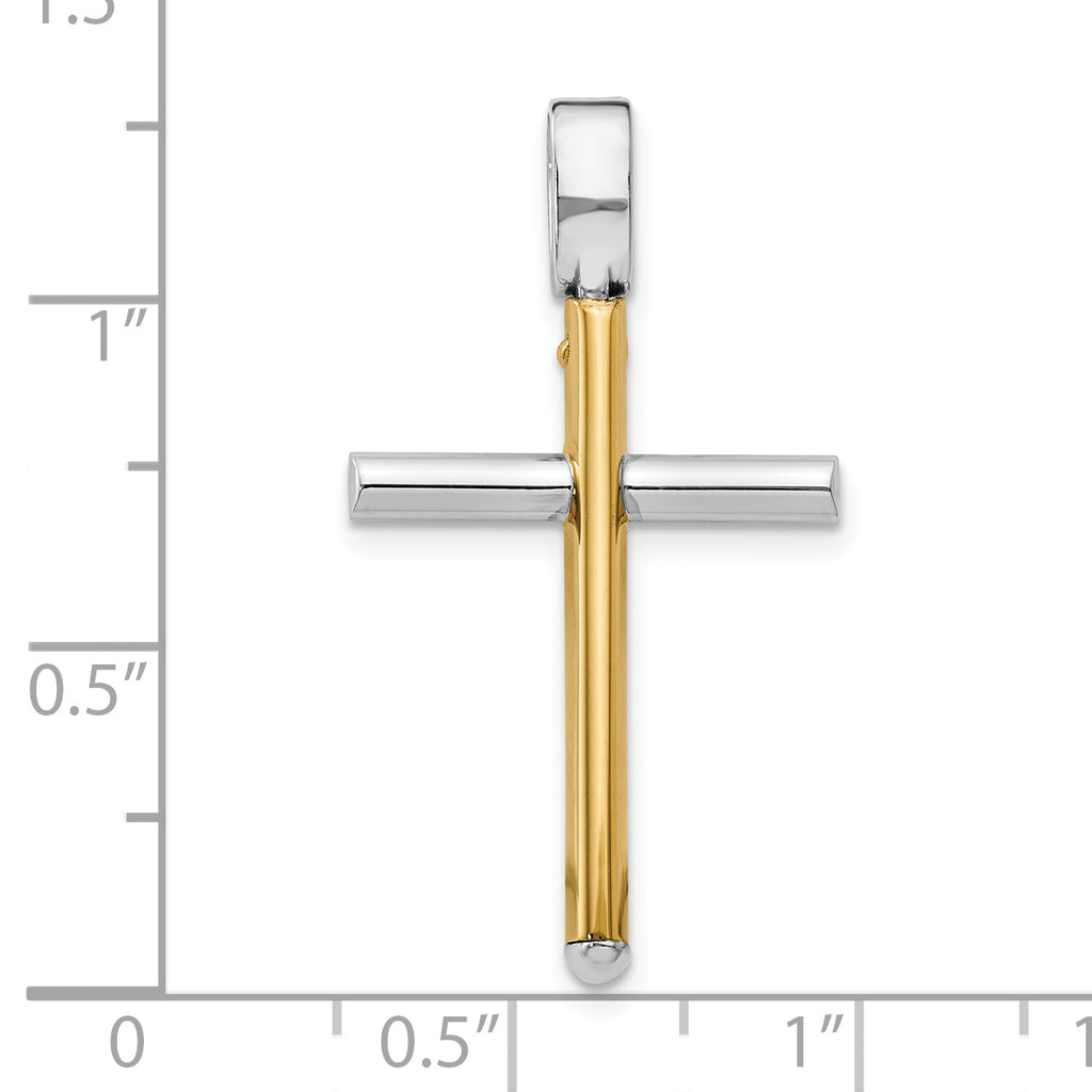 14K Two-tone Polished Cross Pendant