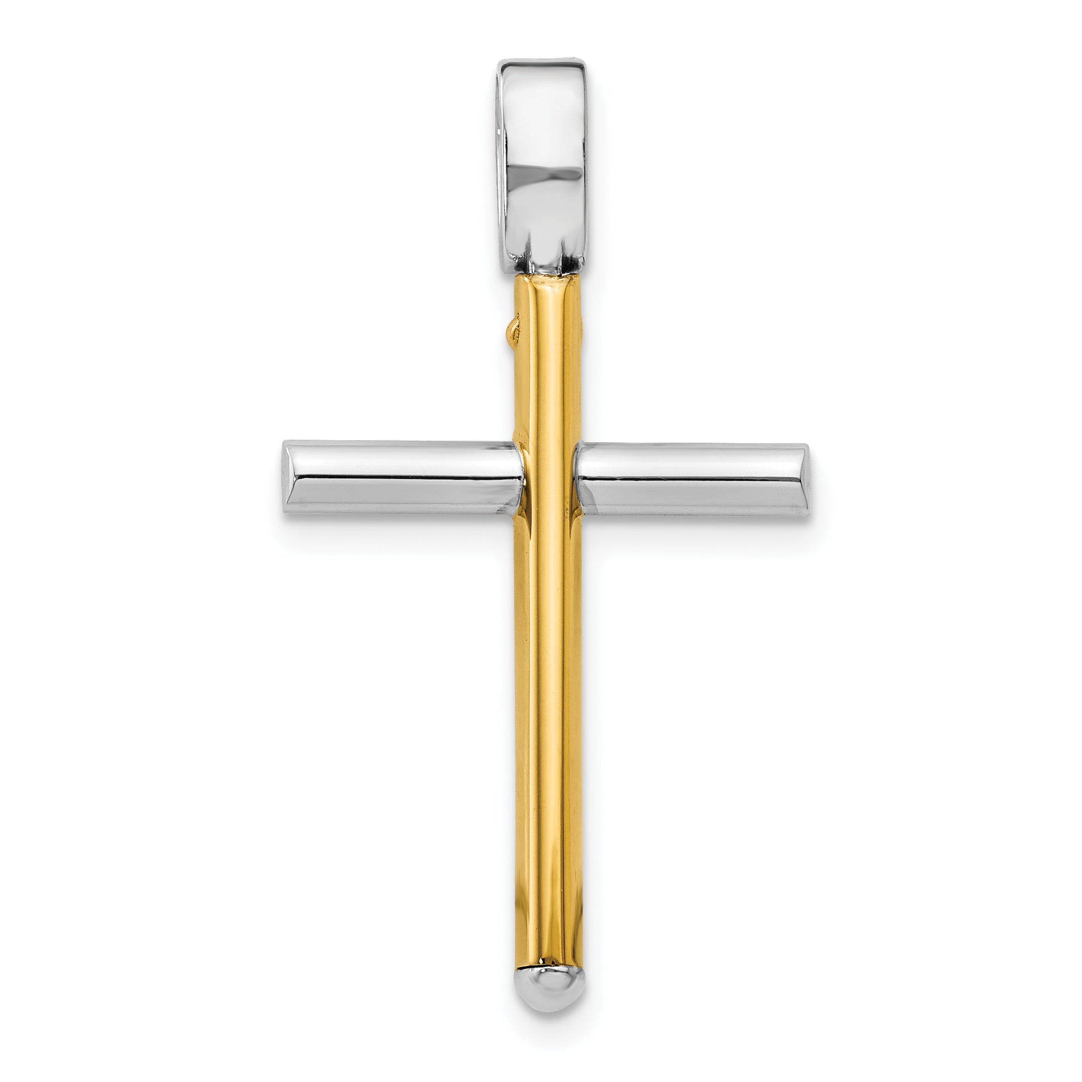 14K Two-tone Polished Cross Pendant