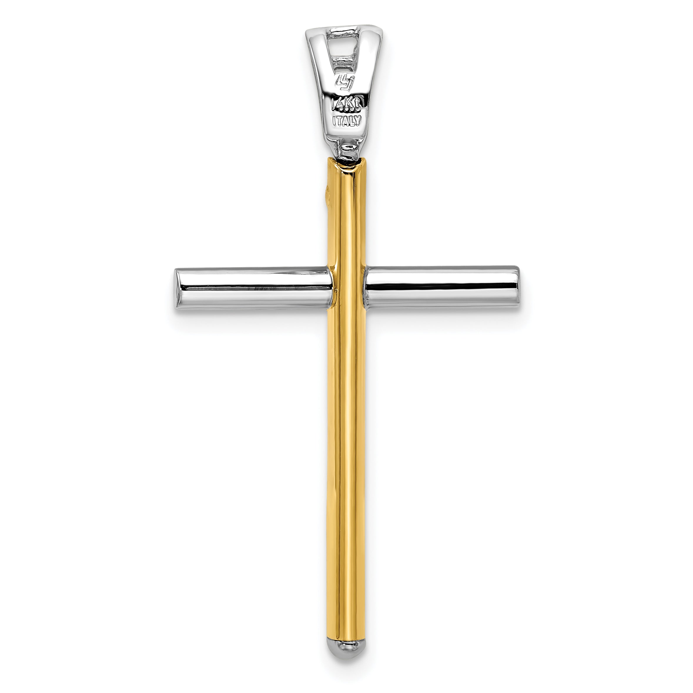 14K Two-tone Polished Cross Pendant