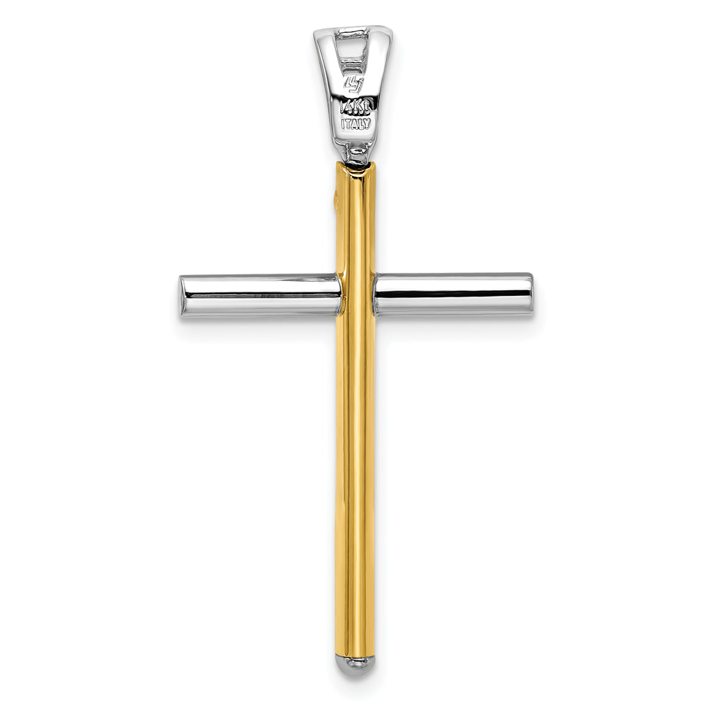 14K Two-tone Polished Cross Pendant