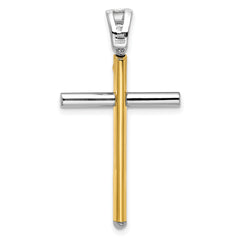14K Two-tone Polished Cross Pendant