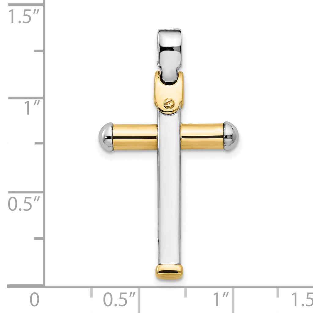 14K Two-tone Polished Cross Pendant