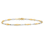 14K Two-tone Polished Fancy 9 inch Plus 1 inch Extender - Total 10 inch Anklet