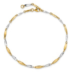 14K Two-tone Polished Fancy 9 inch Plus 1 inch Extender - Total 10 inch Anklet