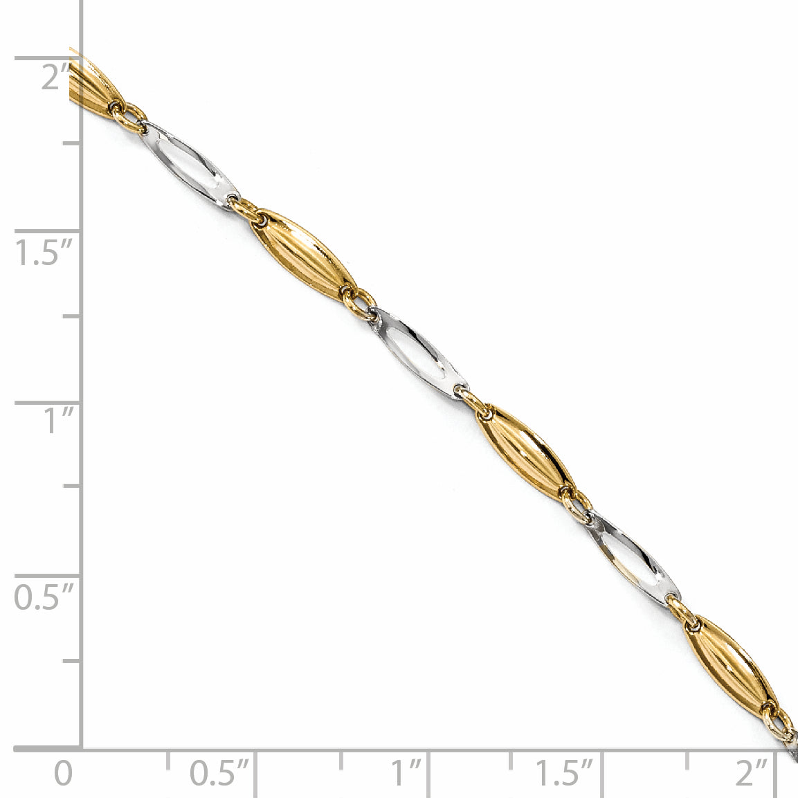 14K Two-tone Polished Fancy 9 inch Plus 1 inch Extender - Total 10 inch Anklet