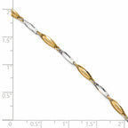 14K Two-tone Polished Fancy 9 inch Plus 1 inch Extender - Total 10 inch Anklet