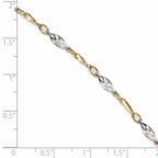 14K Two-tone Fancy Link 9 inch Plus 1 inch Extender - Total 10 inch Anklet