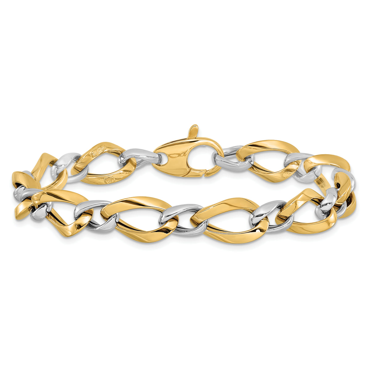 14K Two-tone Polished Fancy Link Bracelet