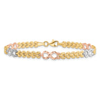 14K Tri-color Polished and Textured Infinity Fancy Bracelet