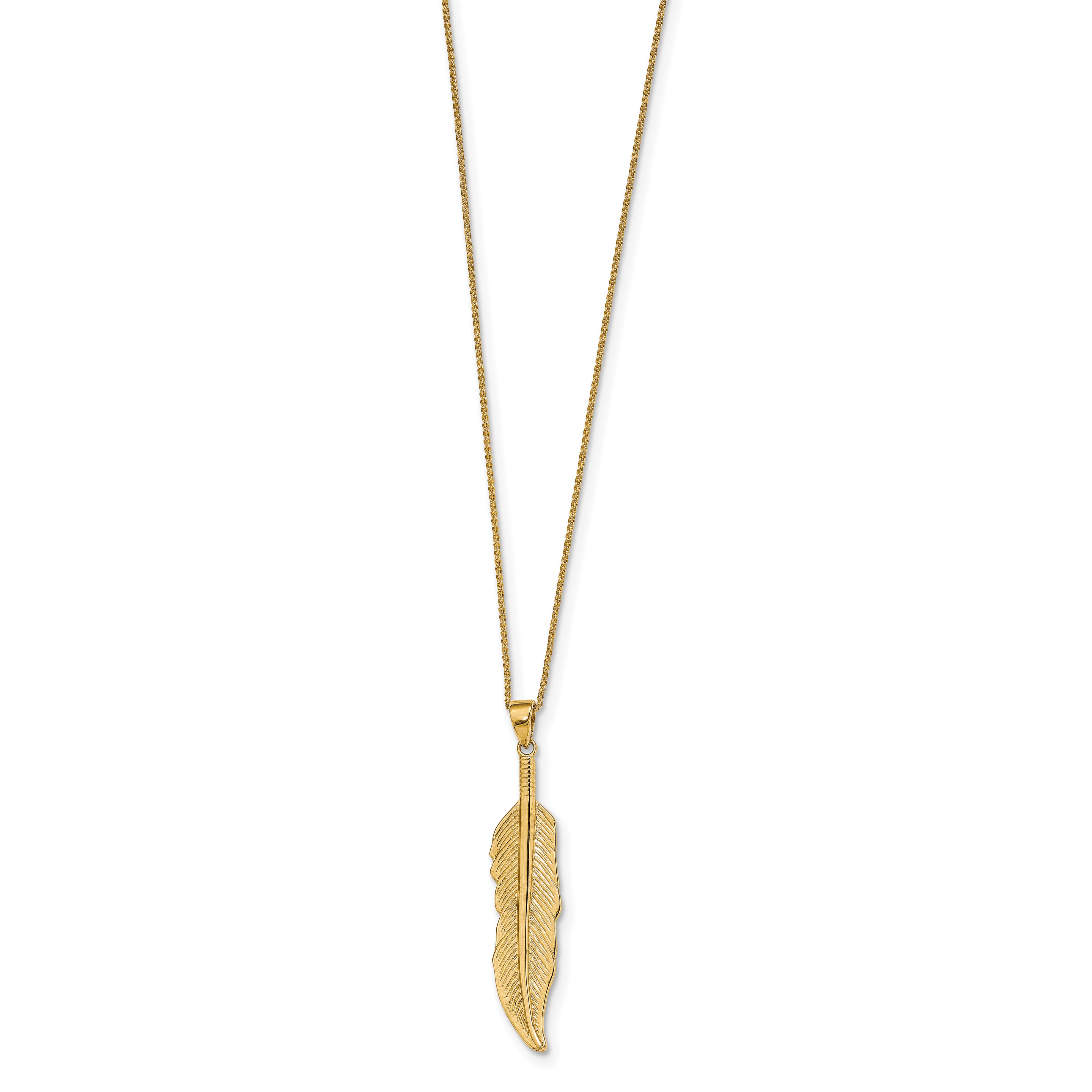 14K Feather Pendant