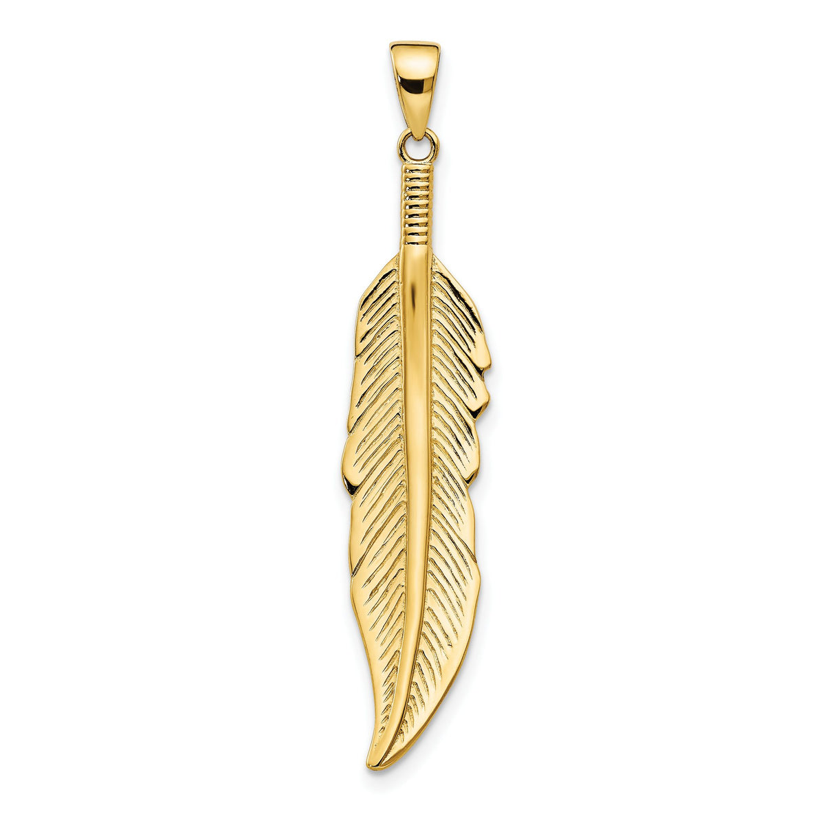 Feather Pendant in 14K Yellow Gold, 42mm - Sophia Jewelers Main image