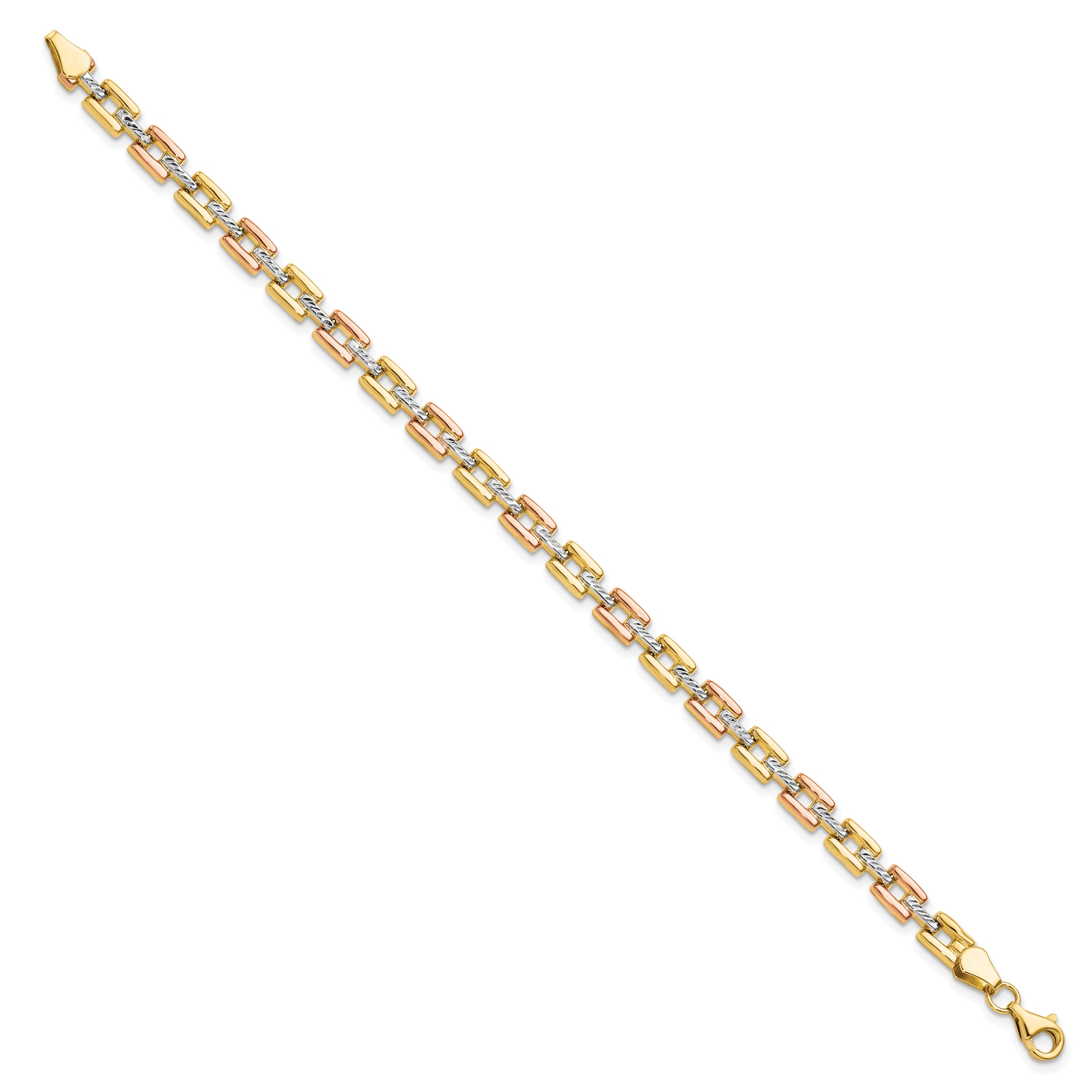14K w/White and Rose Rhodium D/C Fancy Bracelet