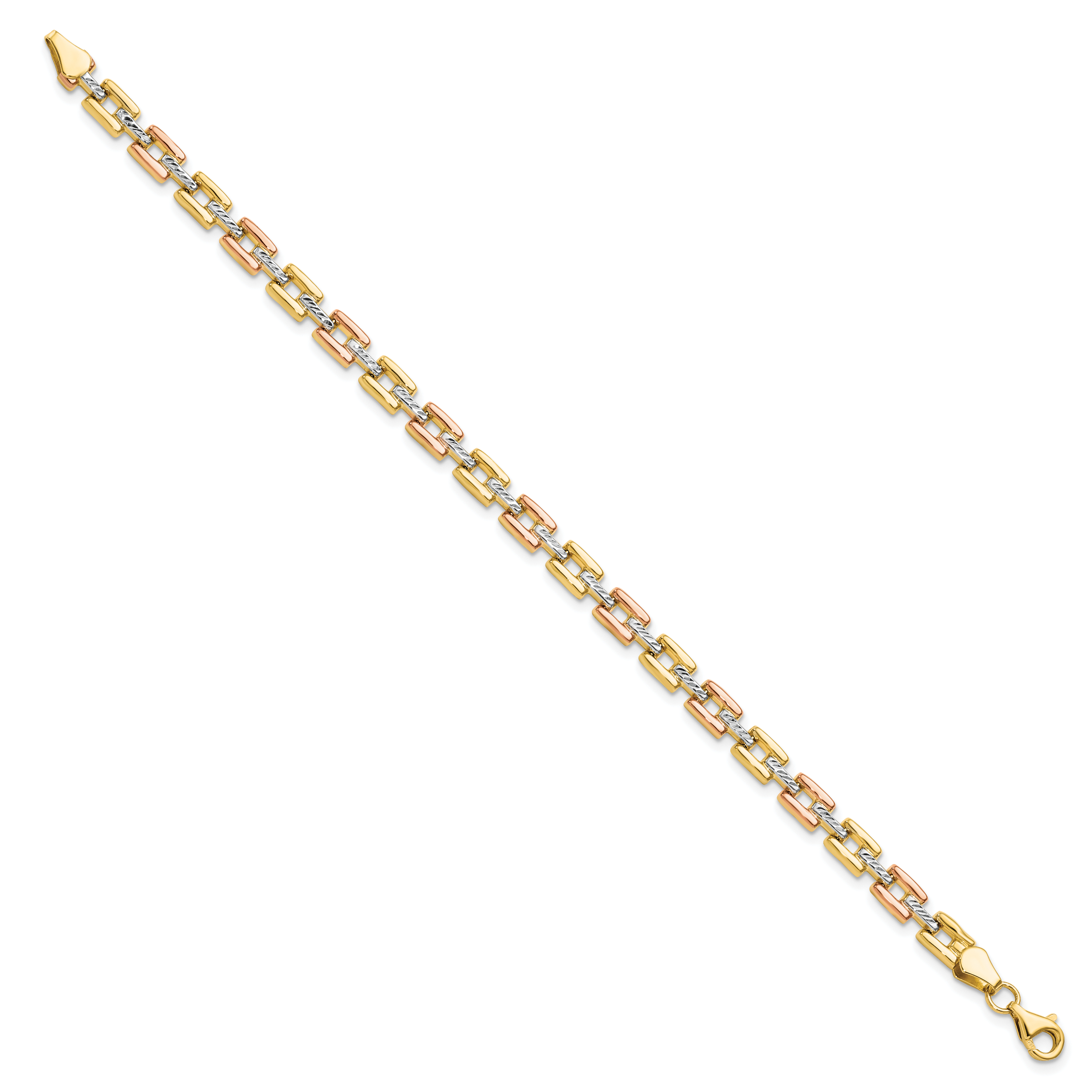 14K w/White and Rose Rhodium D/C Fancy Bracelet Secondary image