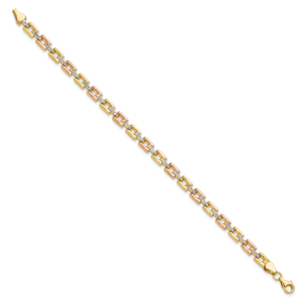 14K w/White and Rose Rhodium D/C Fancy Bracelet