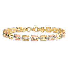 14K w/White and Rose Rhodium D/C Fancy Bracelet
