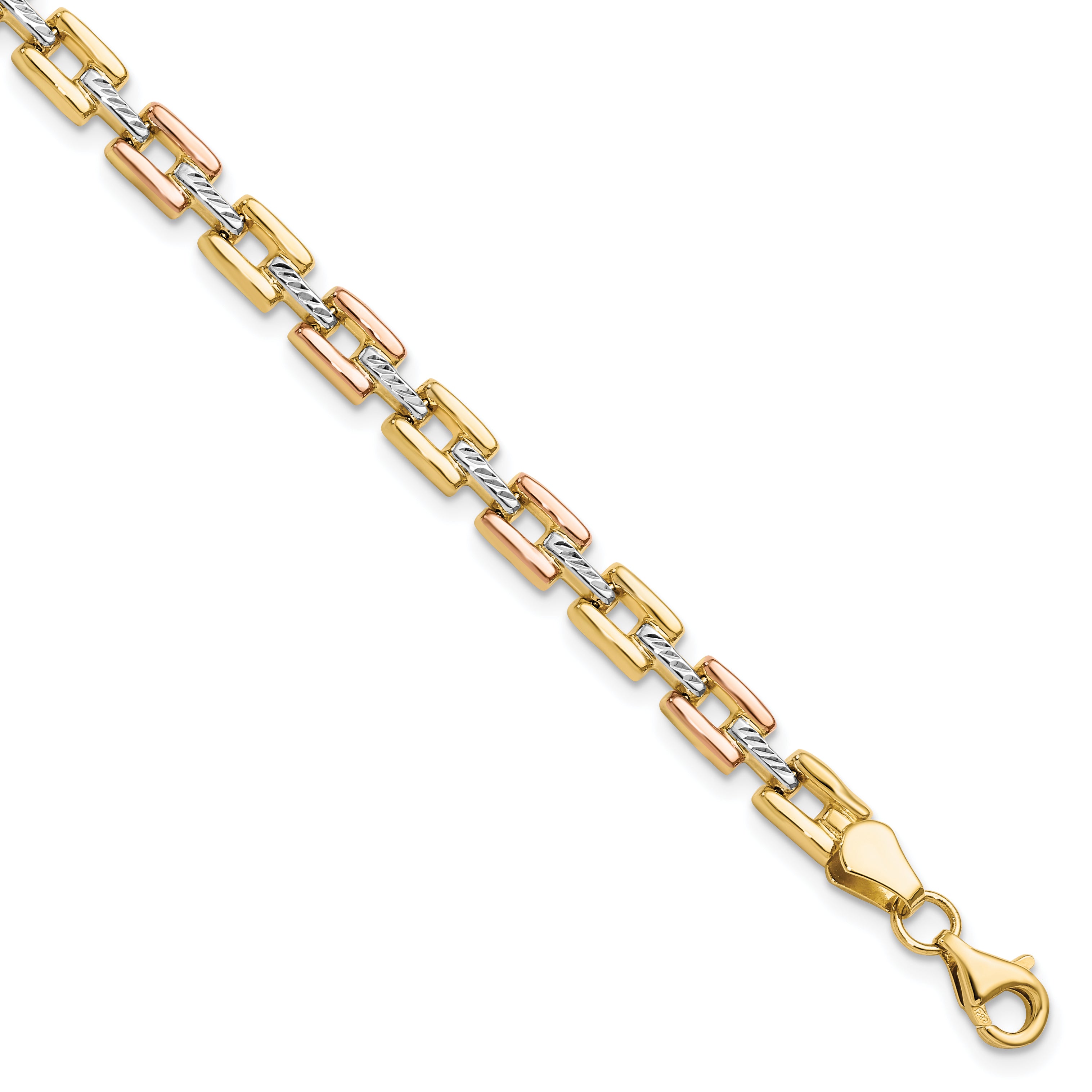 14K w/White and Rose Rhodium D/C Fancy Bracelet Main image