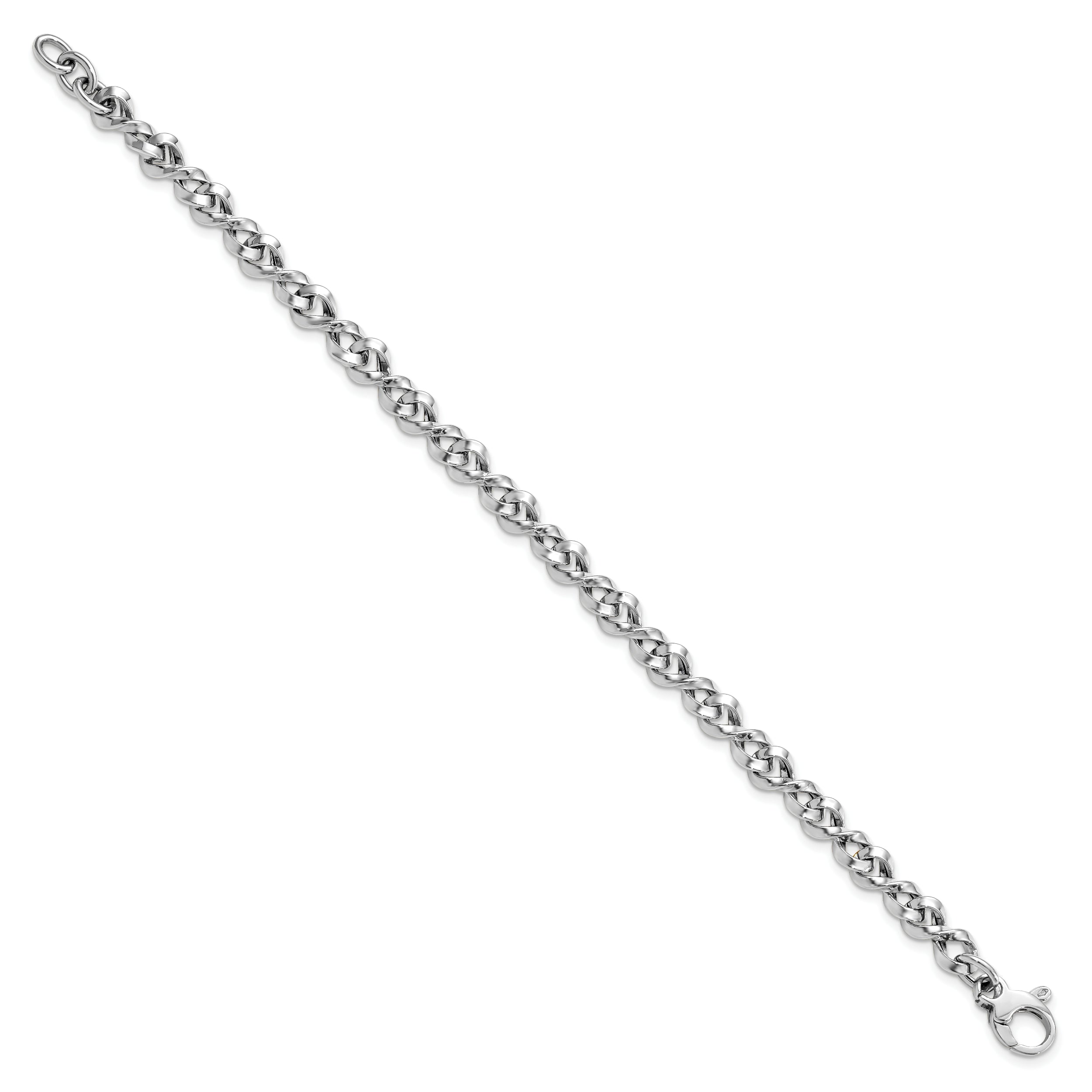 14K White Gold Polished Fancy Twisted Link Bracelet