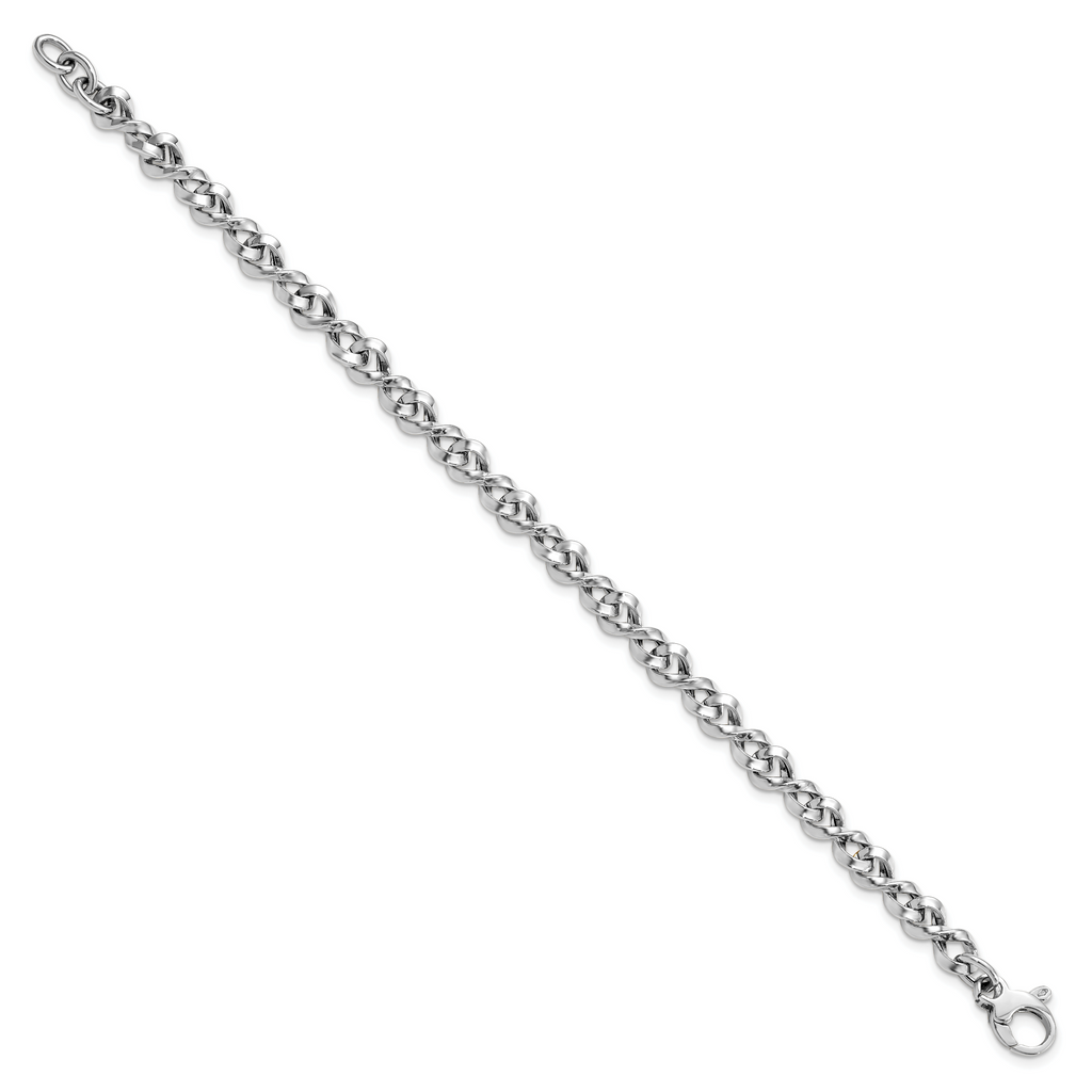 14K White Gold Polished Fancy Twisted Link Bracelet