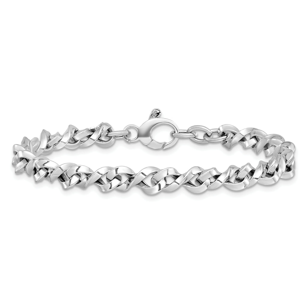 14K White Gold Polished Fancy Twisted Link Bracelet