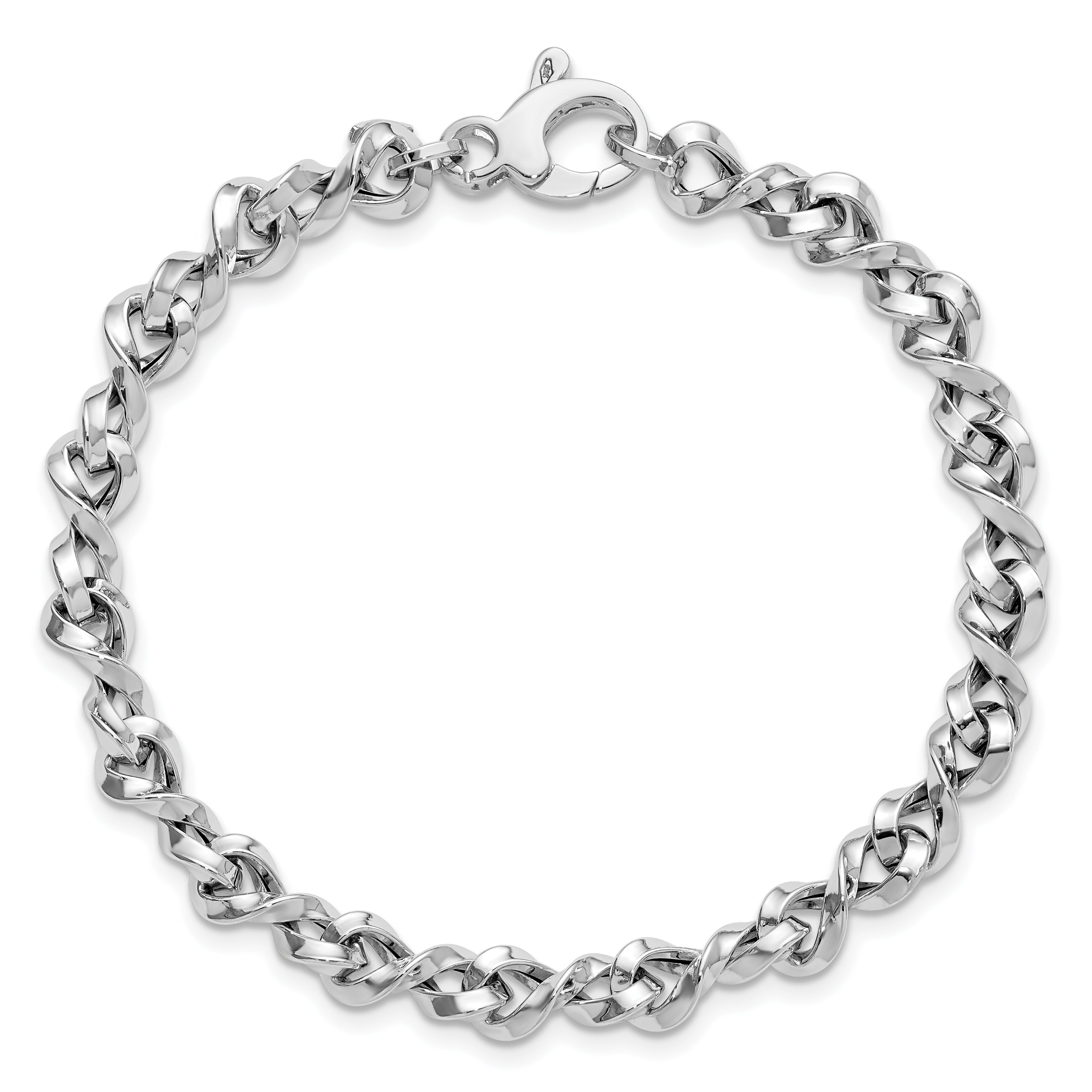 14K White Gold Polished Fancy Twisted Link Bracelet