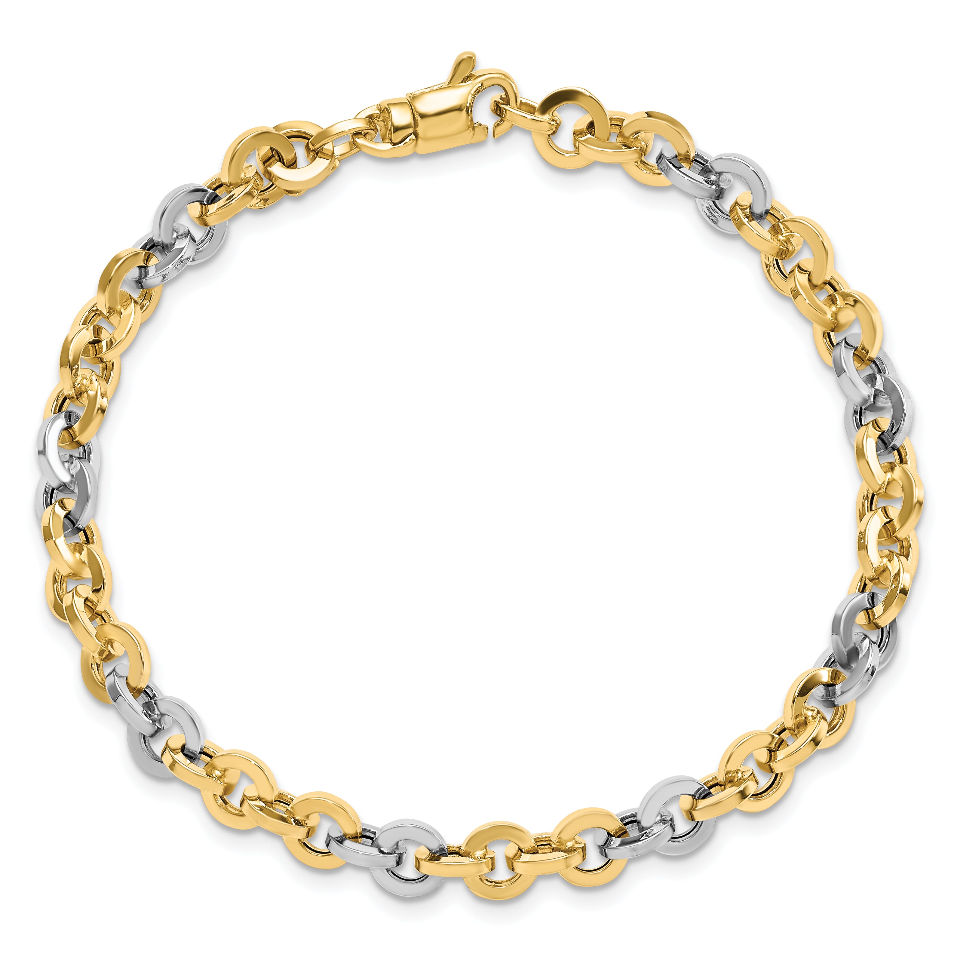 14K Two-tone Polished Link Bracelet